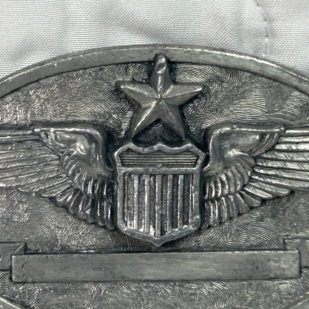 Vintage 1983 Buckle Connection Senior AAF USAF Pilot Wings Belt Buckle Silver - Picture 3 of 10